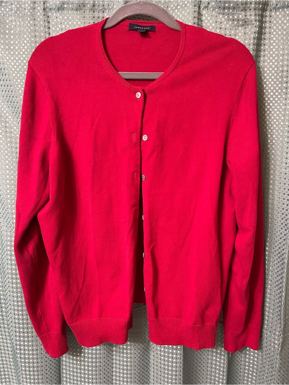 Lands End red cardigan sweater